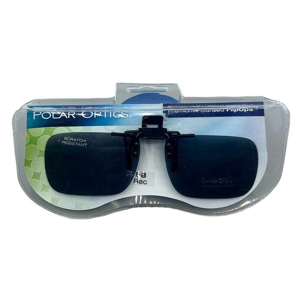 Polar Optics Premium Polarized Flipups Gray Rectangle Clip On Sunglasses 58 Rec